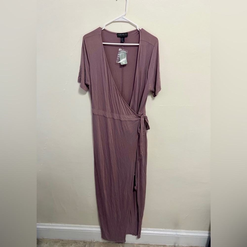 Forever21 Plus Taupe Maxi Wrap Dress